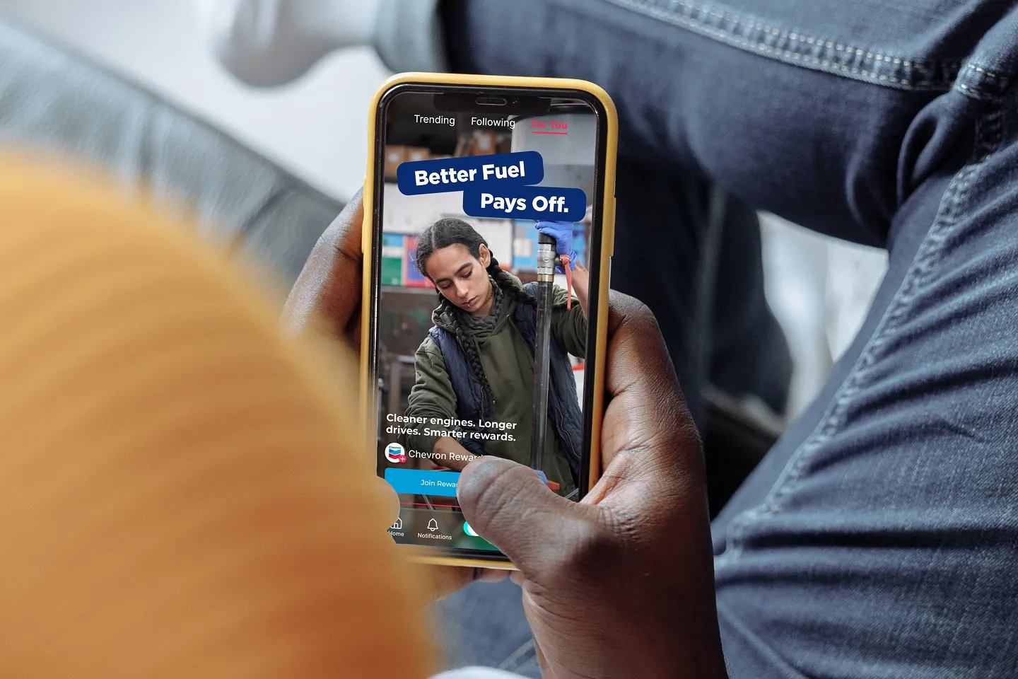Chevron Rewards on a phone